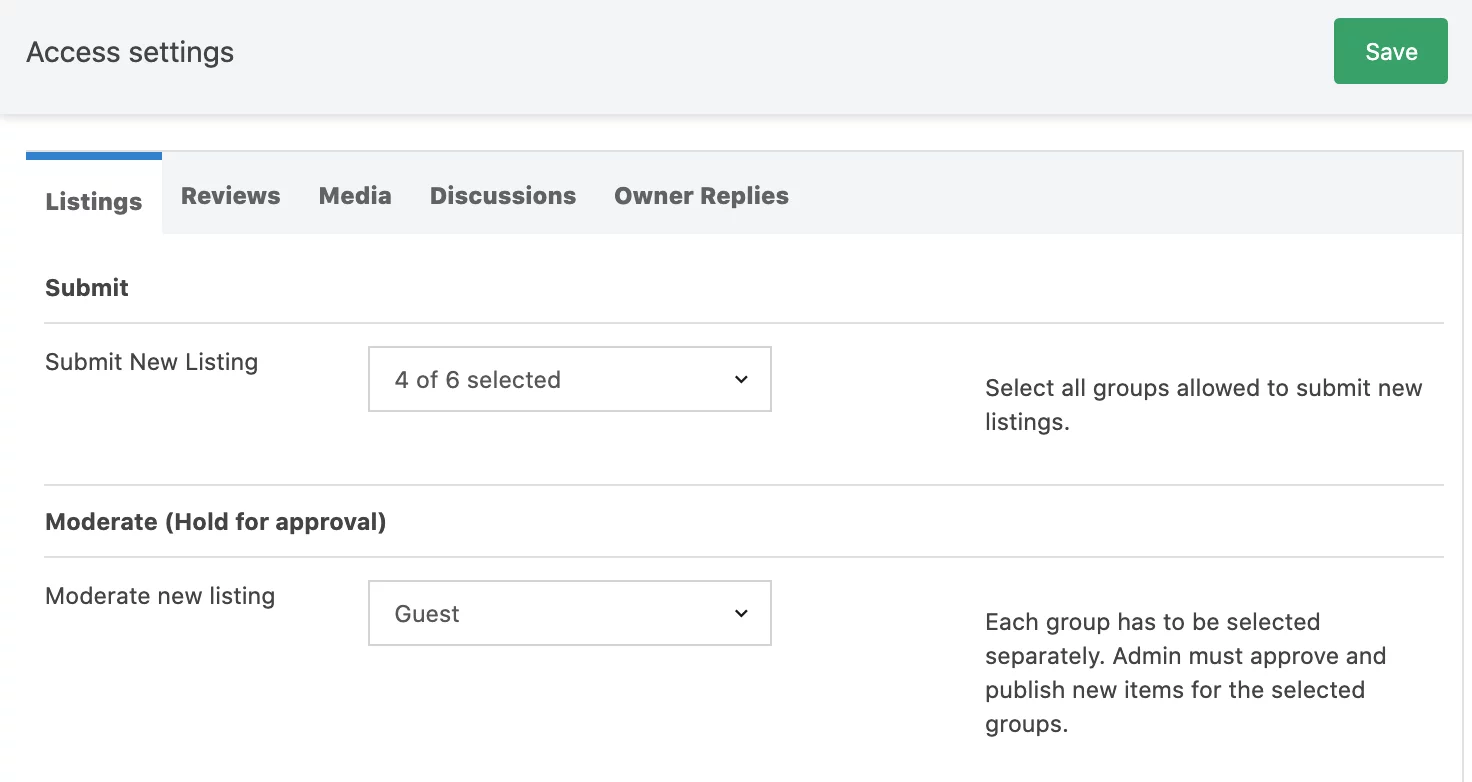 Adjusting listing permissions Adjusting listing permissions