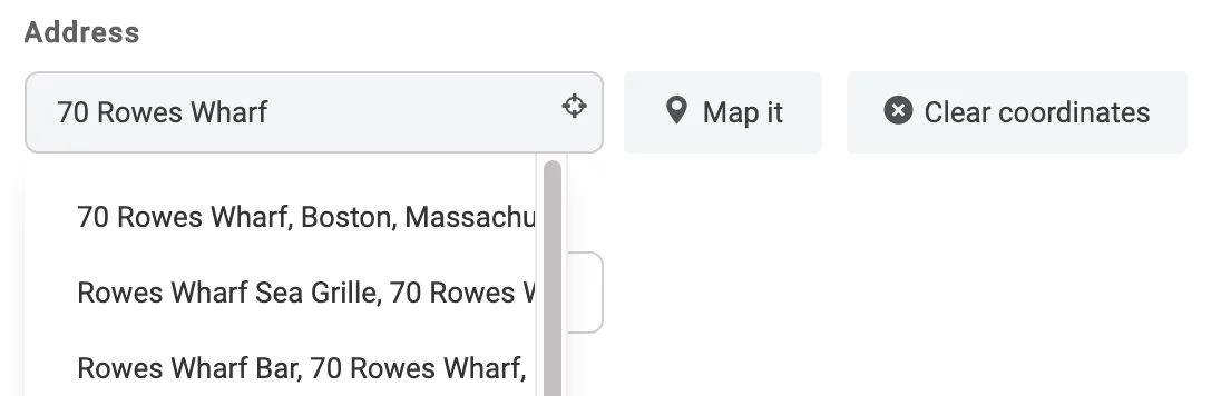 Address autocomplete functionality Address autocomplete functionality